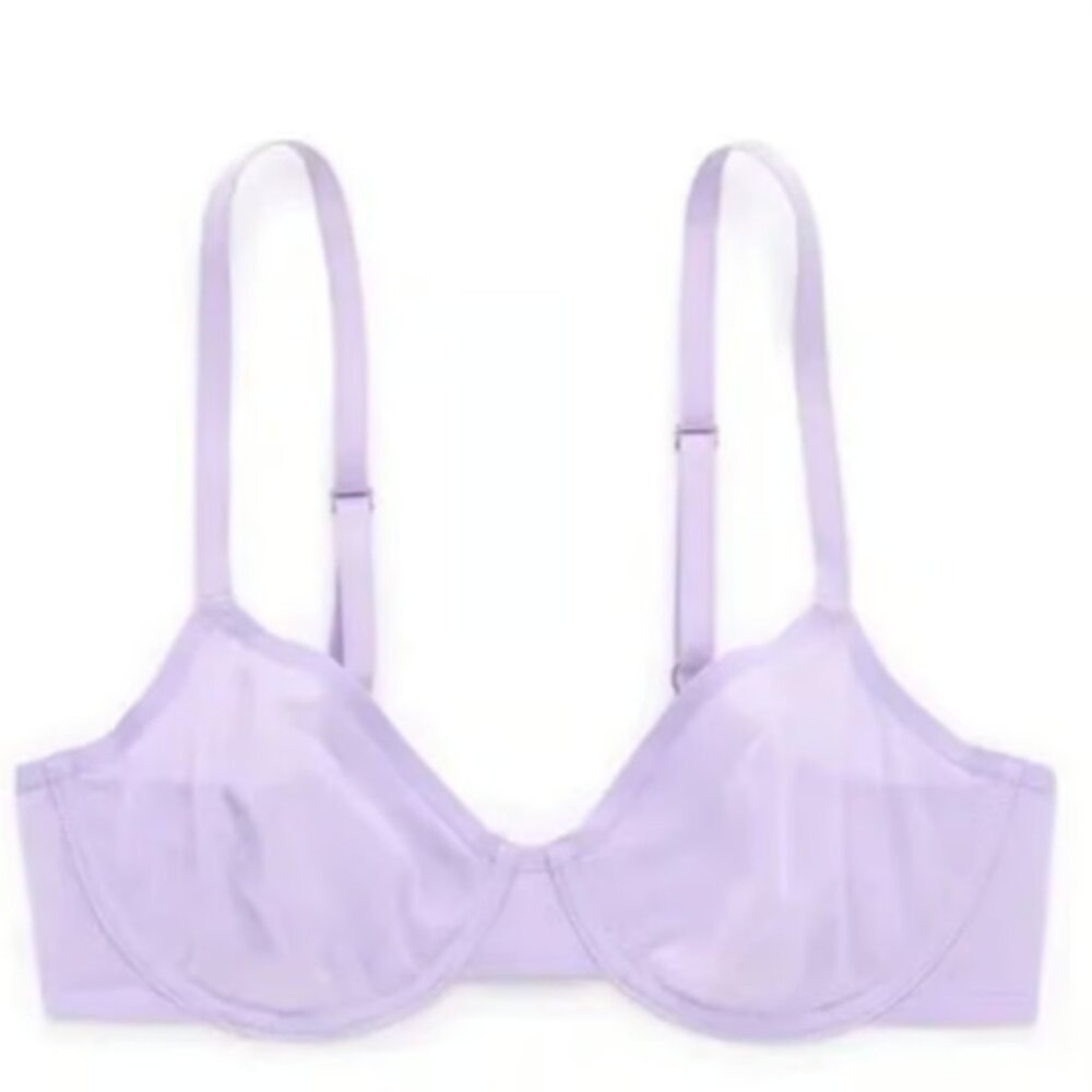 Aerie Smoothez Mesh Unlined Bra Full Coverage in Dark Purple - Size 36D